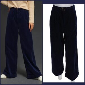 MOTHER The Big League Prep Cuff Heel Corduroy Pants Blueprint Wide Leg High Rise